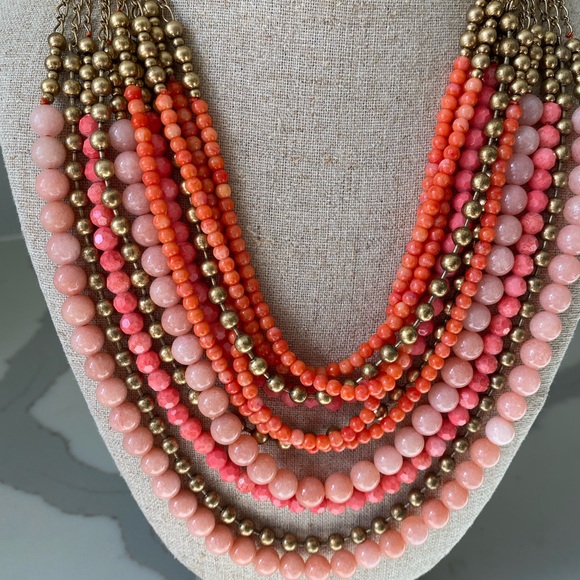 Stella and Dot multi strand Coral necklace - Picture 1 of 4